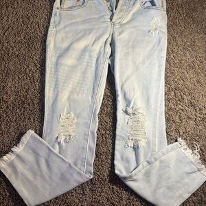 Zara Blue Boyfriend Jeans Distressed Style